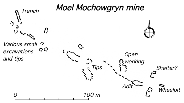 Sketch plan of surface workings